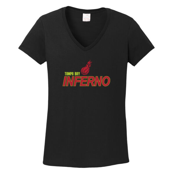 Tampa Bay Inferno Ladies Heavy Cotton 100% Cotton V Neck T Shirt Thumbnail